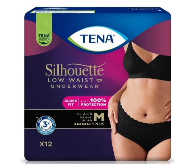 TENA Silhouette Plus Low Waist Black M 12ks (balení)
