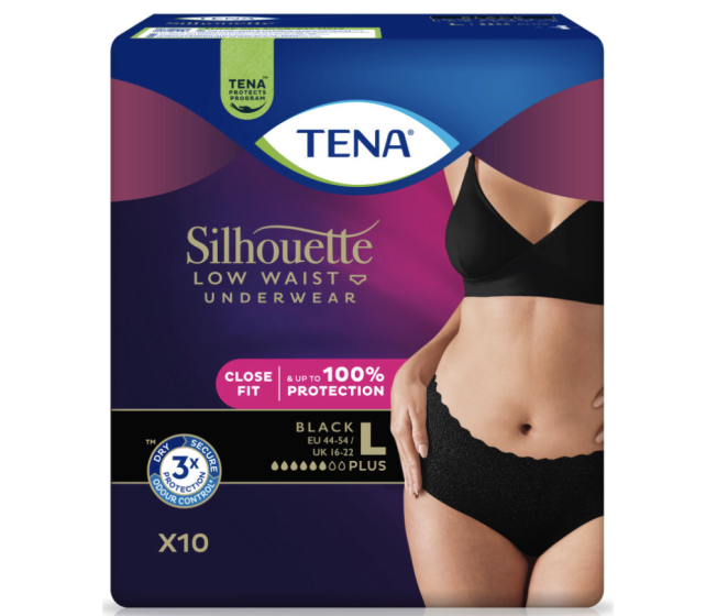TENA Silhouette Plus Low Waist Black L 10ks (balení)
