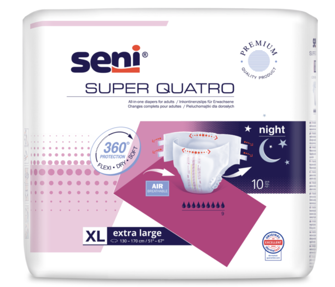 Seni Super Quatro XL 10ks plenk. kalhotky s lepítky (balení)