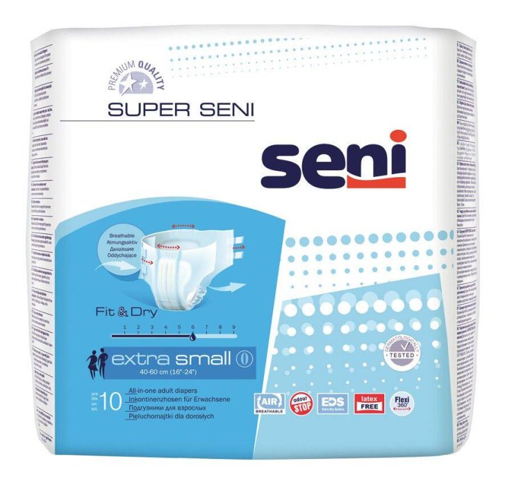 Seni Super Extra Small 10ks plenk. kalhotky s lepítky (balení)
